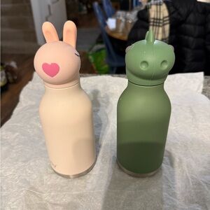 Asobu Bestie insulated stainless steel bottles- TWO. Dinosaur and Bunny